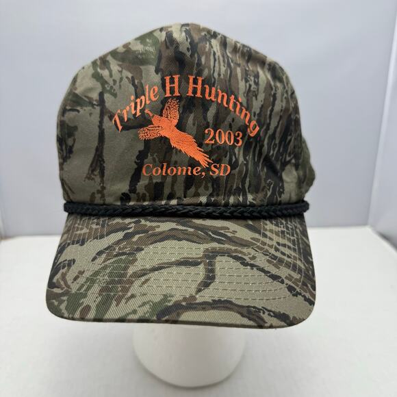 Vtg Camo Hat Triple H Hunting 2003 Colome SD Pheasant Adjustable Trucker - Picture 1 of 5